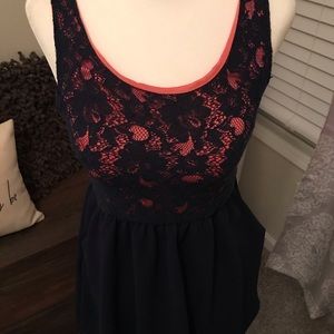 Navy Blue Dress with Lace